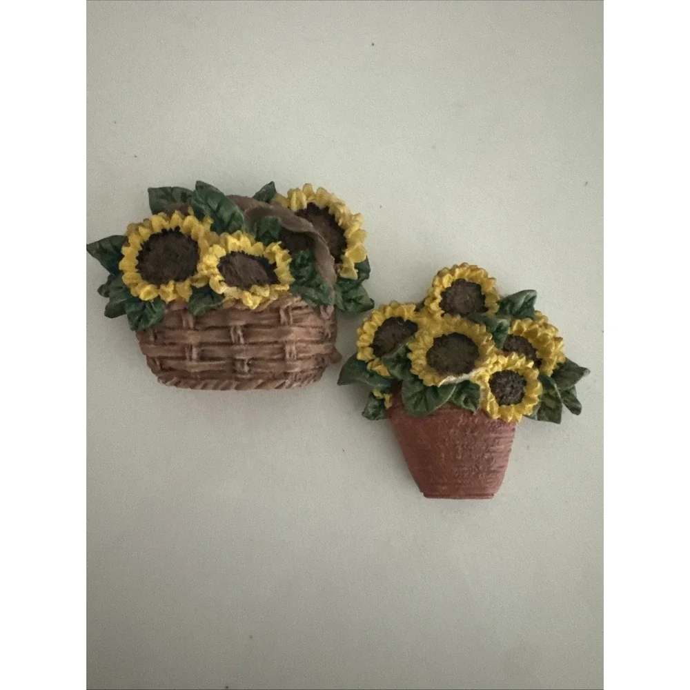 VTG Sunflower Ganz  Refrigerator Magnets Cottage Core Country Kitchen
